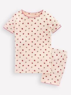 Mini Boden Kids' Snug Short John Pyjamas, Almond Pink Stripe, Almond Pink Stripe