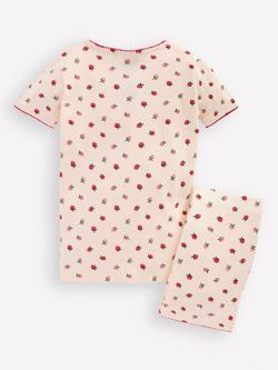 Mini Boden Kids' Snug Short John Pyjamas, Almond Pink Stripe - view 2, Almond Pink Stripe