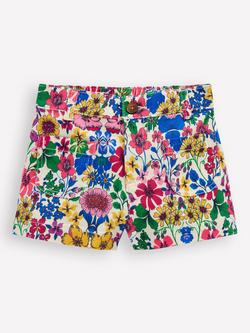 Mini Boden Kids' Patch Pocket Shorts, Multi Rainbow Floral, Multi Rainbow Floral