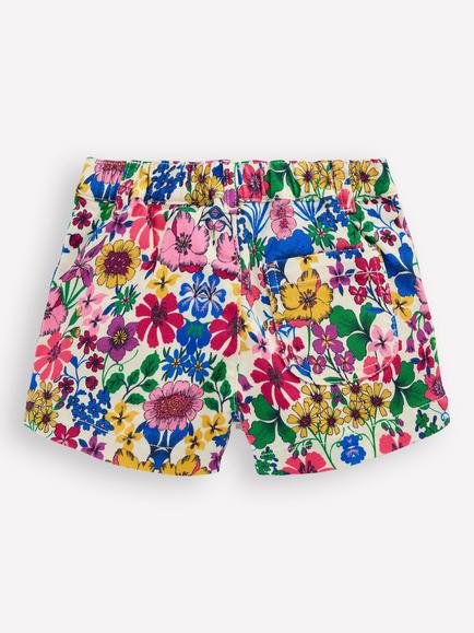 Mini Boden Kids' Patch Pocket Shorts, Multi Rainbow Floral - view 2, Multi Rainbow Floral