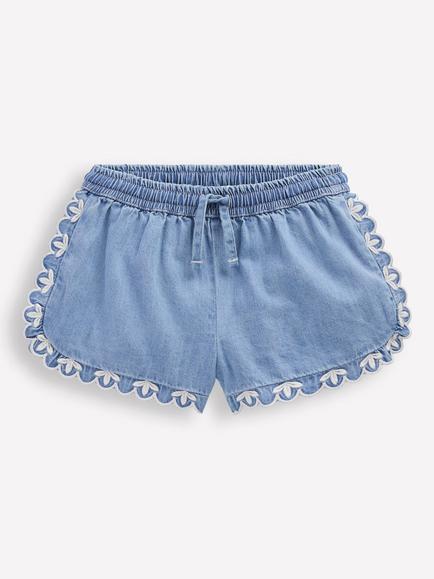 Mini Boden Kids' Pull-on Woven Shorts, Chambray, Chambray
