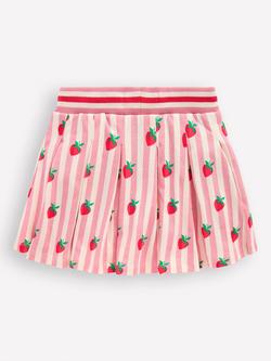 Mini Boden Kids' Pleated Tie Waist Skirt, Pink  Strawberries - view 2, Pink  Strawberries
