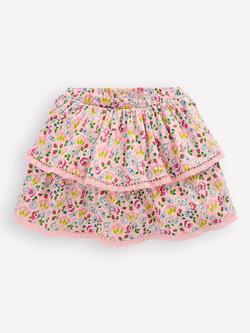 Mini Boden Kids' Ruffle Jersey Skort, Pink Spring Garden, Pink Spring Garden