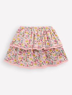 Mini Boden Kids' Ruffle Jersey Skort, Pink Spring Garden - view 2, Pink Spring Garden