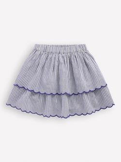 Mini Boden Kids' Trim Detail Skirt, Blue/Ivory, Blue/Ivory