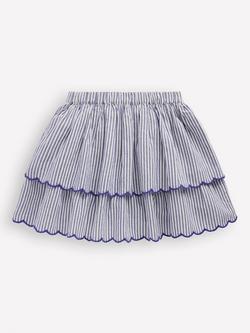 Mini Boden Kids' Trim Detail Skirt, Blue/Ivory - view 2, Blue/Ivory