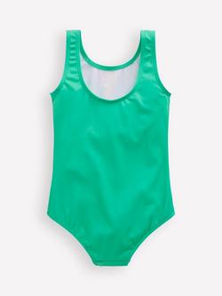 Mini Boden Kids' Scoop Back Applique Swimsuit, Aquamarine Blue Fish - view 2, Aquamarine Blue Fish