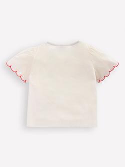 Mini Boden Kids' Short Sleeve Button Front Blouse, Ivory Embroidery - view 2, Ivory Embroidery