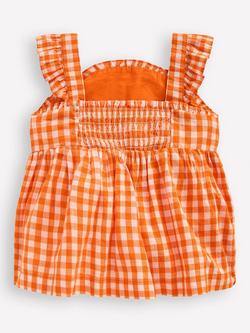 Mini Boden Kids' Strappy Ric Rac Fruit Top, Orange/Ivory - view 2, Orange/Ivory