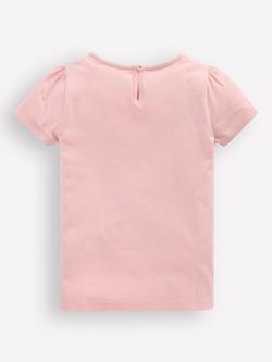 Mini Boden Kids' Puff Sleeve Stitched Top, Lotus Ice Cream - view 2, Lotus Ice Cream
