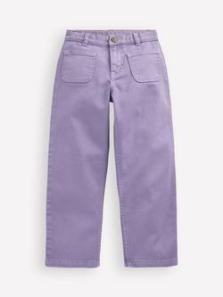 Mini Boden Kids' Patch Pocket Wide Leg Jeans, Parma Violet Purple, Parma Violet Purple