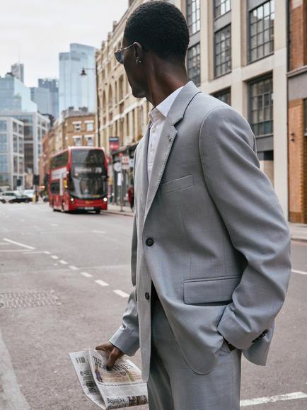 Ben Sherman Prince Of Wales Check Blazer, Light Blue - view 2, Light Blue