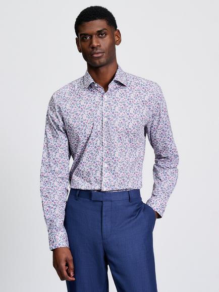 Ben Sherman Cotton Ditsy Floral Print Shirt, White, White