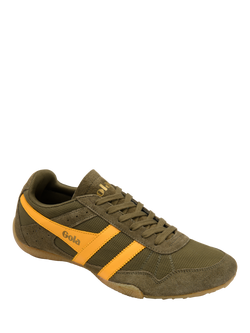 Gola Cascade Lace-Up Trainers, Khaki/Sun/Gum - view 2, Khaki/Sun/Gum