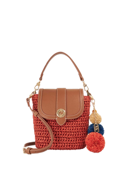 Dune London Dimple Raffia Crossbody Bag, Red, Red