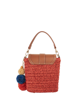 Dune London Dimple Raffia Crossbody Bag, Red - view 2, Red