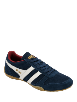 Gola Chase Suede Trainers, Navy/Off White/Deep Red - view 2, Navy/Off White/Deep Red