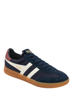 Gola Cyclon Lace-Up Trainers, Navy/Off White/Red - view 2, Navy/Off White/Red