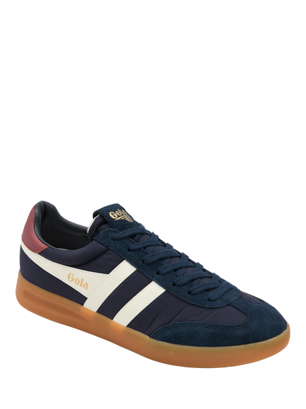 Gola Cyclone Nylon Lace-Up Trainers, Navy/Off White/Red - view 2, Navy/Off White/Red