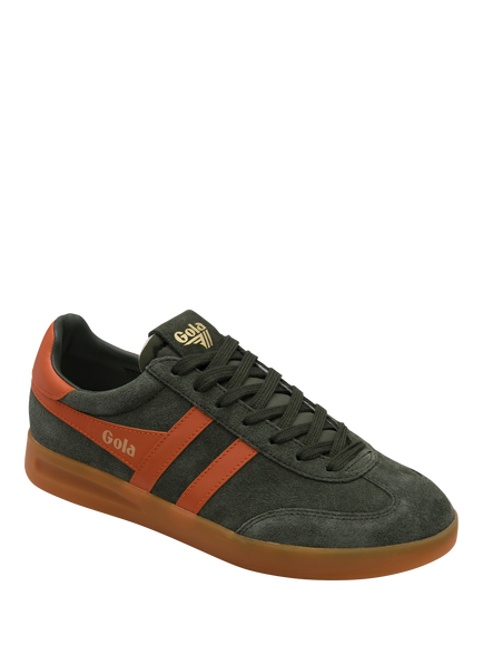 Gola Cyclone Suede Lace-Up Trainers, Khaki - view 2, Khaki