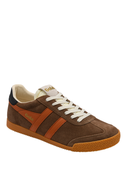 Gola Elan Suede Lace Up Trainers, Otter - view 2, Otter
