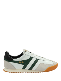 Gola Europa Lace Up Trainers, White/Evergreen, White/Evergreen