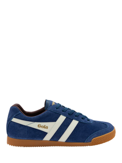 Gola Harrier Suede Lace Up Trainers, Deep Blue/Off White