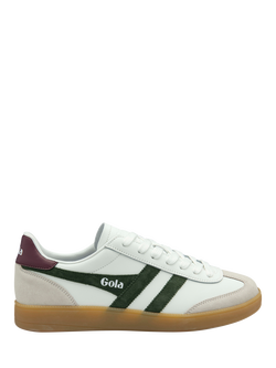 Gola Classics ViperLace Up Trainers, White/Dark Khaki/Burgundy, White/Dark Khaki/Burgundy