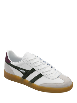 Gola Classics ViperLace Up Trainers, White/Dark Khaki/Burgundy - view 2, White/Dark Khaki/Burgundy