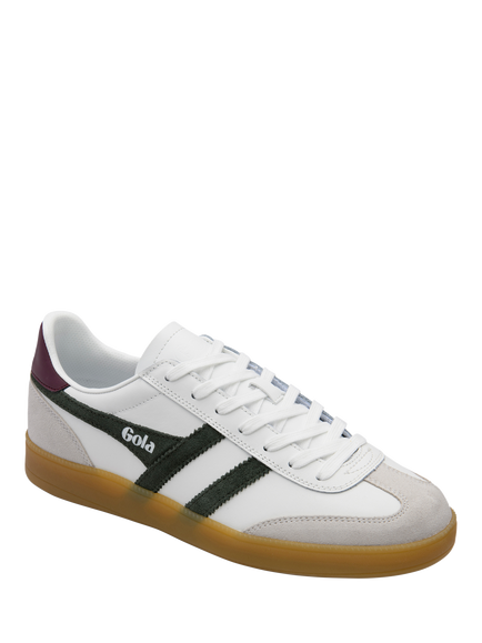 Gola Classics ViperLace Up Trainers, White/Dark Khaki/Burgundy - view 2, White/Dark Khaki/Burgundy