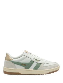 Gola Classics Hawk Lace Up Trainers, White/Green Mist/Gold, White/Green Mist/Gold
