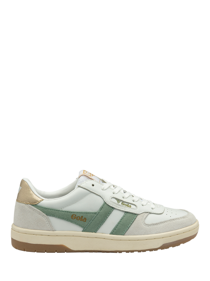Gola Classics Hawk Lace Up Trainers, White/Green Mist/Gold, White/Green Mist/Gold