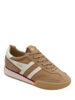 Gola Classics Pacer Lace Up Trainers, Light Caramel/Off White - view 2, Light Caramel/Off White