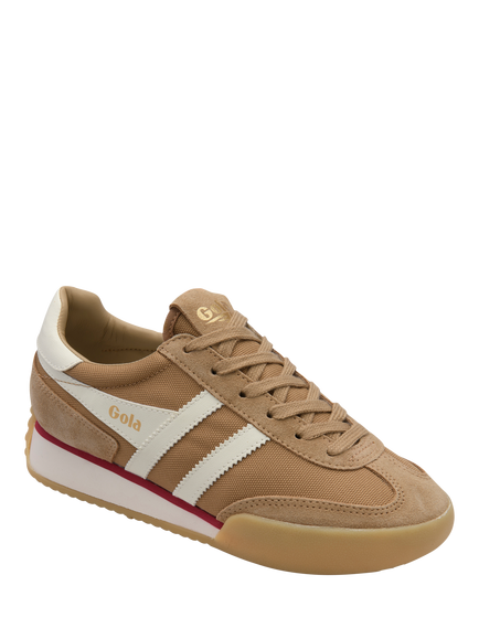 Gola Classics Pacer Lace Up Trainers, Light Caramel/Off White - view 2, Light Caramel/Off White