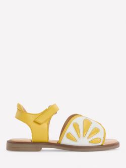 Mini Boden Kids' Leather Open Toe Sandals, Lemon, Lemon