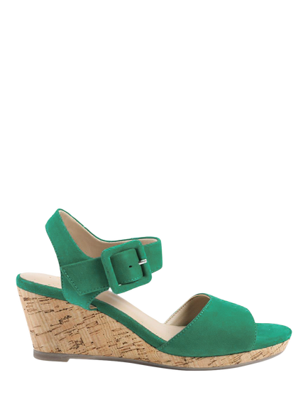 Jones Bootmaker Grazina Leather Wedge Heel Sandals, Green