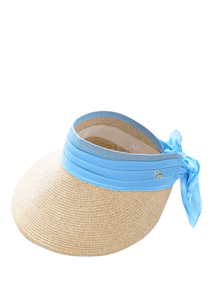 Seaspray Charlotte Straw Visor, Blue/Natural
