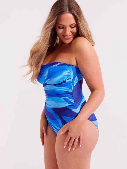Seaspray Bahamas Gathered Bandeau Swimsuit, Blue - view 2, Blue