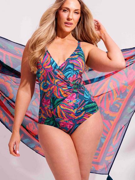 Seaspray Rio Mock Wrap Swimsuit, Multi - view 2, Multi