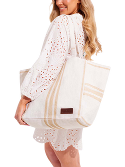 Seaspray Lucy Stripe Beach Bag - view 2, Natural