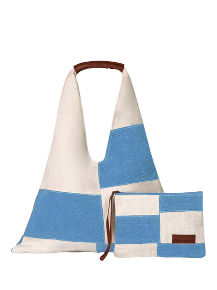 Seaspray Patchwork Beach Bag and Purse Set, Blue