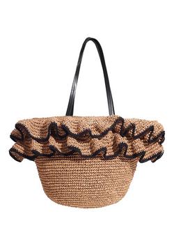 Seaspray Mia Ruffle Bag, Natural, Natural