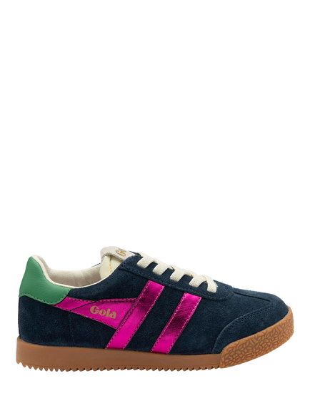 Gola Kids' Elan Glitz Suede Trainers, Navy/Fuchsia/Emerald, Navy/Fuchsia/Emerald