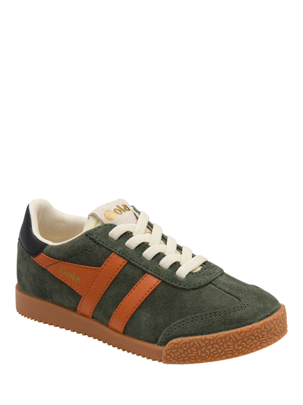 Gola Kids' Elan Suede Trainers, Khaki - view 2, Khaki
