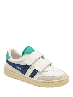 Gola Kids' Falcon Strap Trainers, White Moonlight Seamist - view 2, White Moonlight Seamist