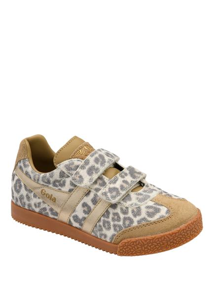 Gola Kids' Harrier Safari Strap Trainers, Snow Leopard/Light Caramel - view 2, Snow Leopard/Light Caramel