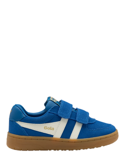 Gola Kids' Hawk Suede Strap Trainers, Marine Blue/Off White/Gum, Marine Blue/Off White/Gum
