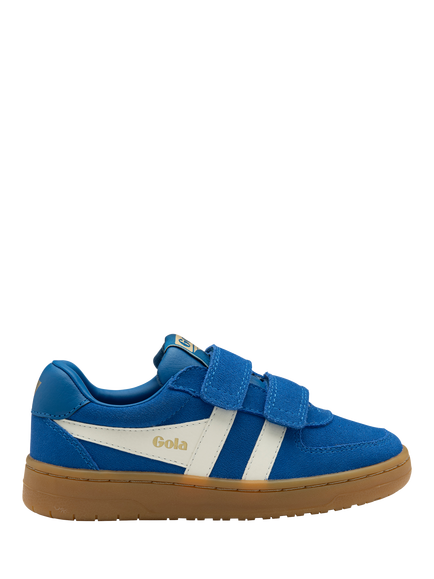 Gola Kids' Hawk Suede Strap Trainers, Marine Blue/Off White/Gum, Marine Blue/Off White/Gum