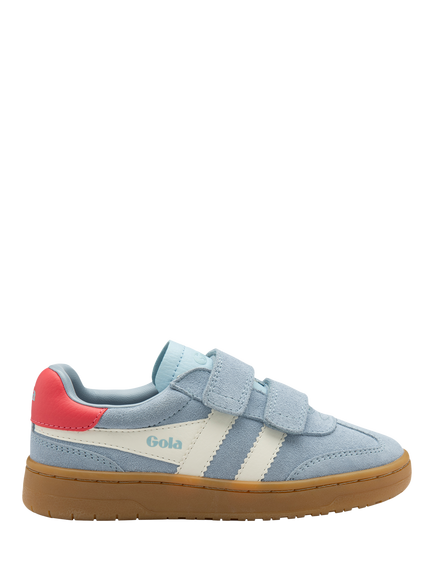 Gola Kids' Viper Strap Suede Trainers, Air/White/Coral/Gum