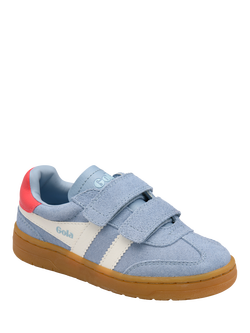 Gola Kids' Viper Strap Suede Trainers - view 2, Air/White/Coral/Gum